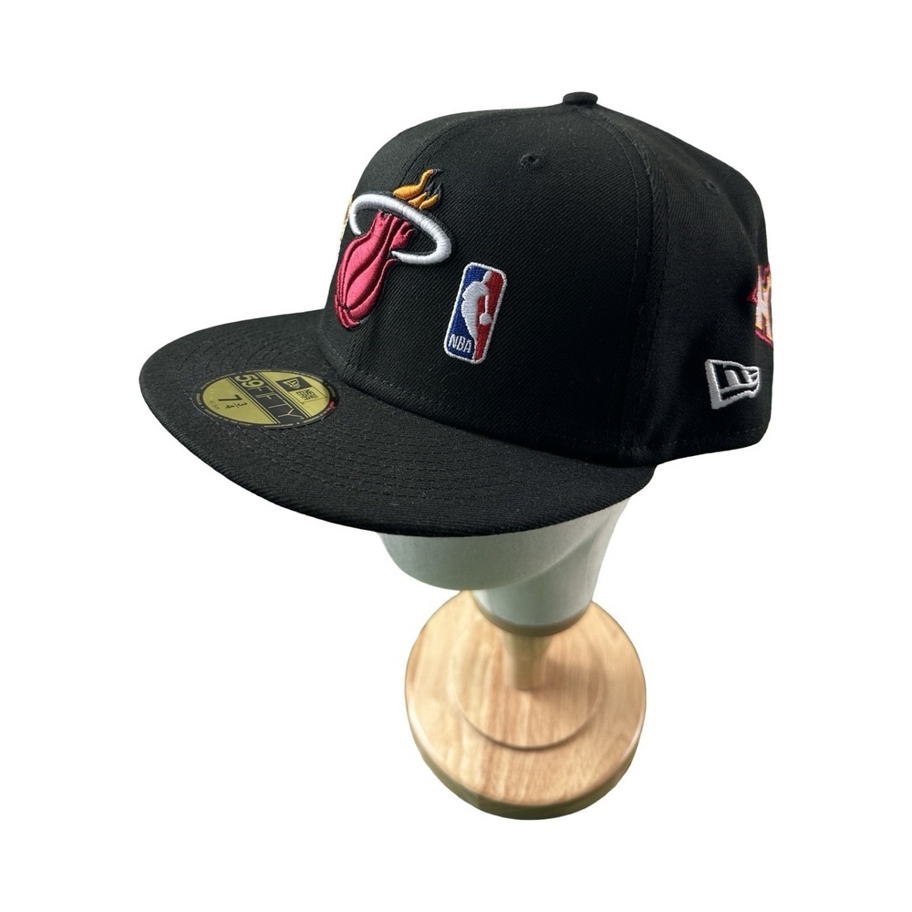 New Era Miami Heat 59FIFTY Count The Ring Fitted Hat Cap Black Size 7 3/4 NBA
